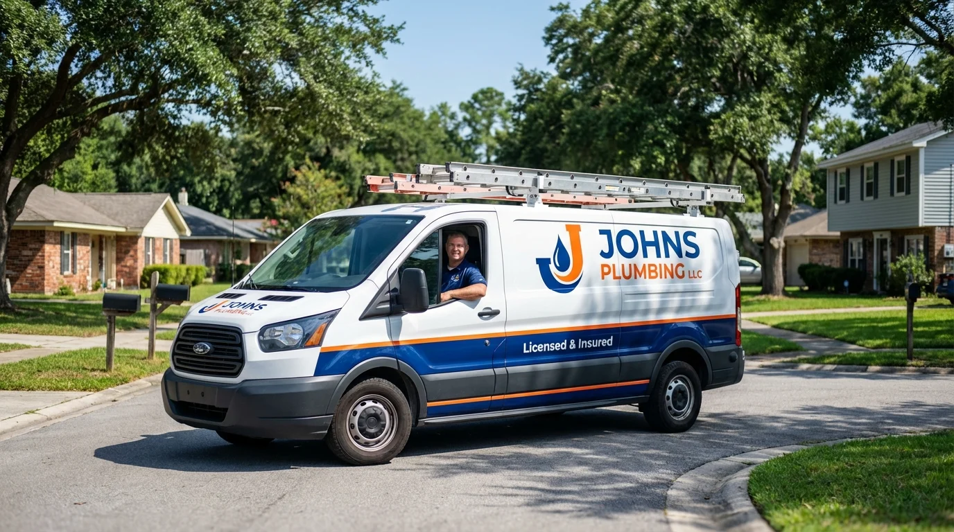 Johns Plumbing LLC service van in New Hope, PA