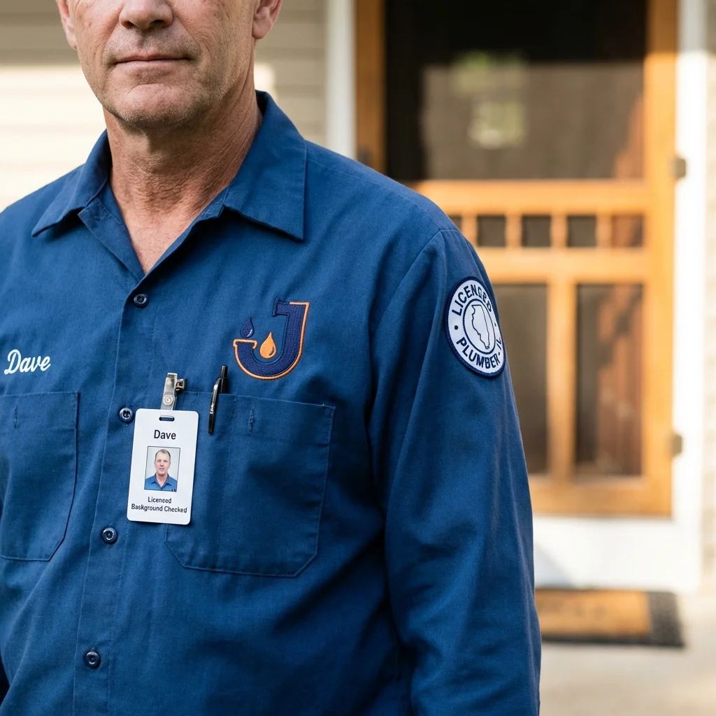 Licensed plumber showing ID badge in New Hope, PA